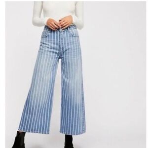 Free People WE THE FREE Striped Wide Leg Jeans Button Fly Size 27